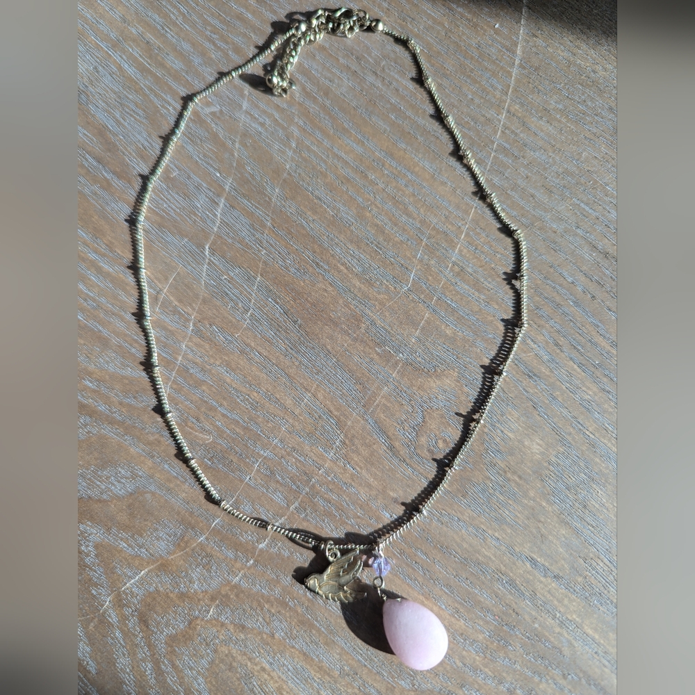 Lovely Pink Pendant with Bird Charm
